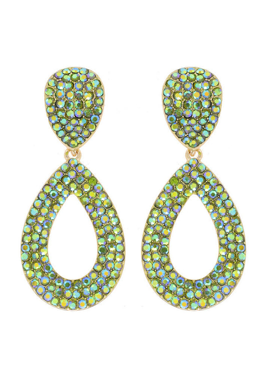 Open Teardrop Peridot AB Clip-on Earrings