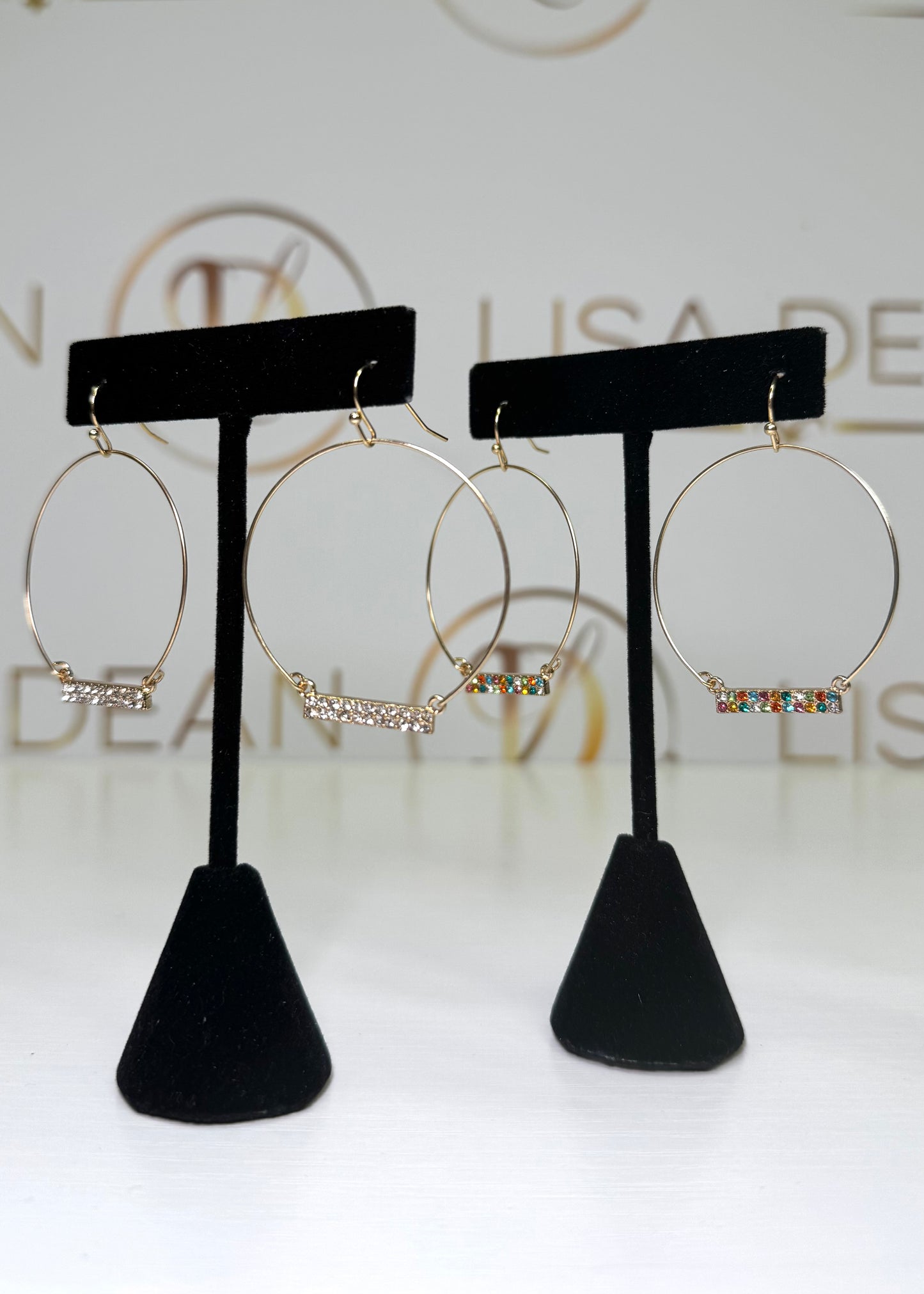 Round Wire Pave Bar Drop Earrings