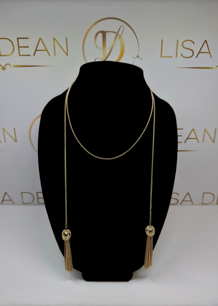 Gold Tassel Drape Necklace