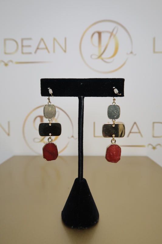Maroon Stone Drop Earrings