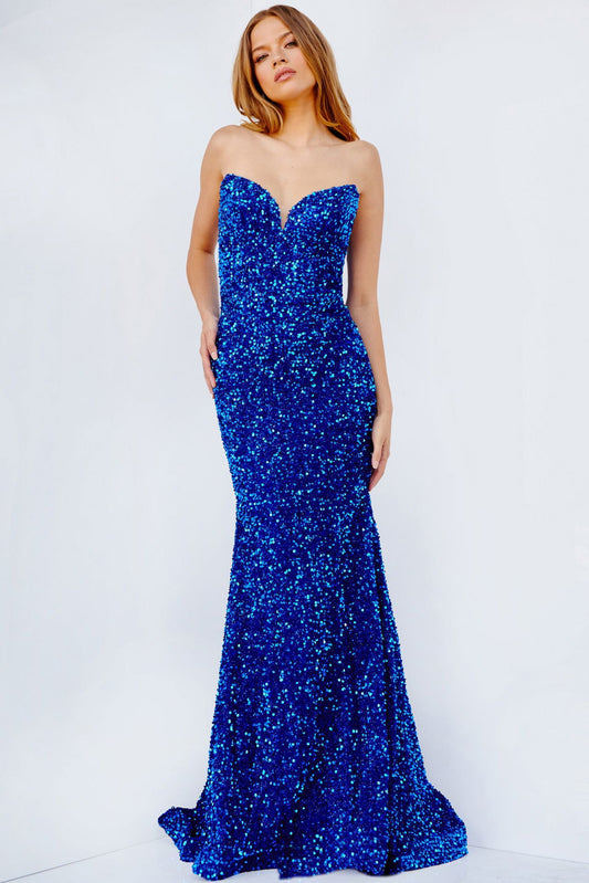 Jovani Strapless Sheath Sequin Gown 23771