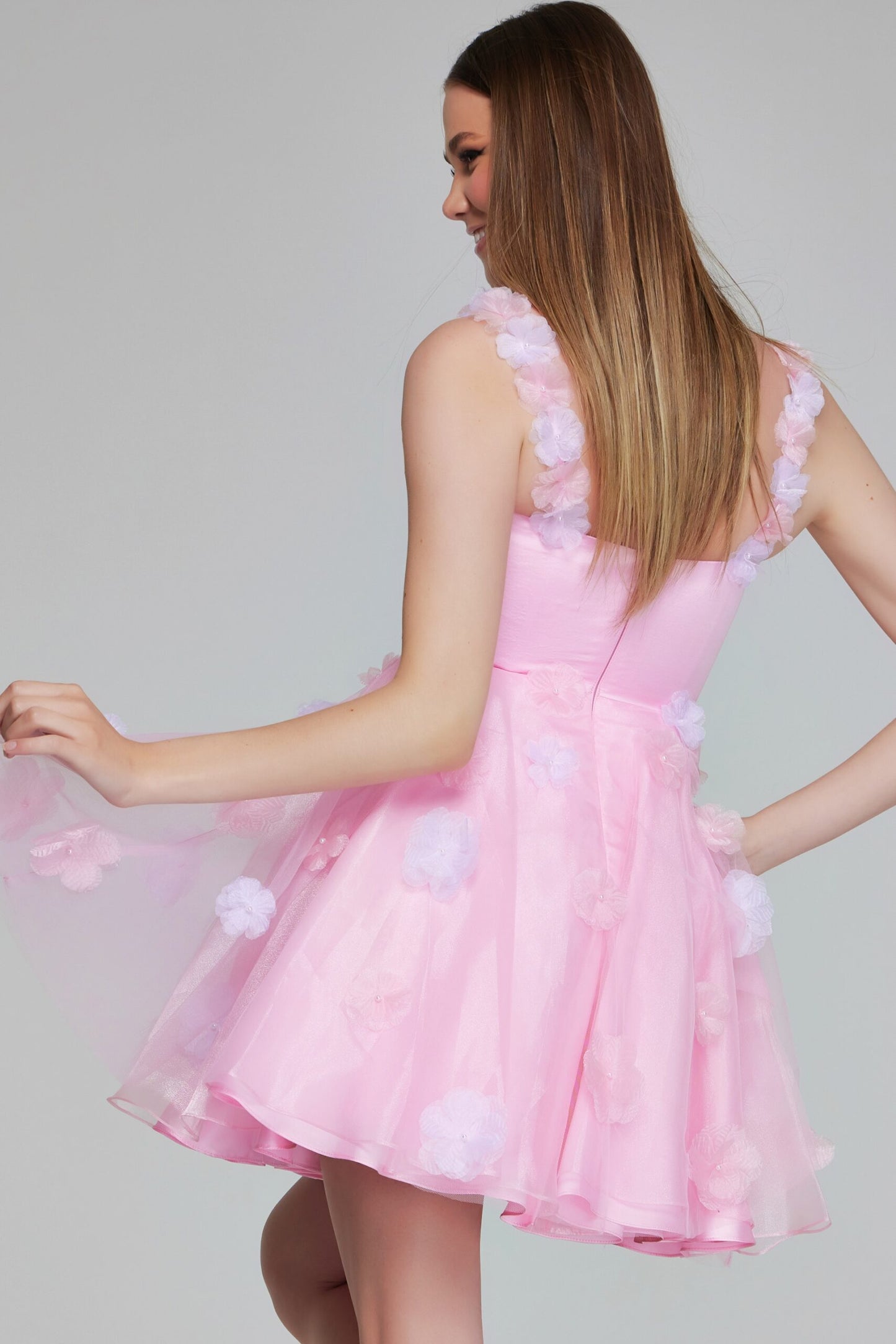 Jovani Little's Floral Appliqué Dress K25989