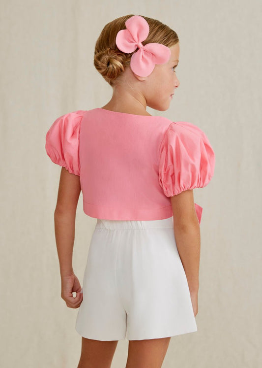 Little's Puff Sleeve Bow Top