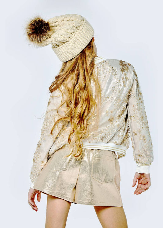 Little's Sequin Embroidery Bomber Jacket