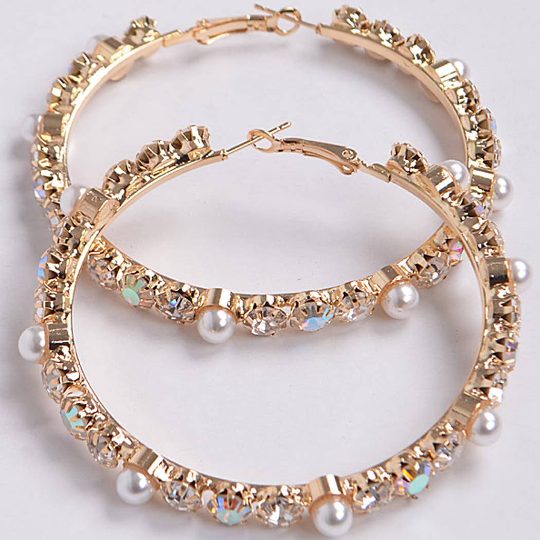 Pearl & Rhinestone Hoops