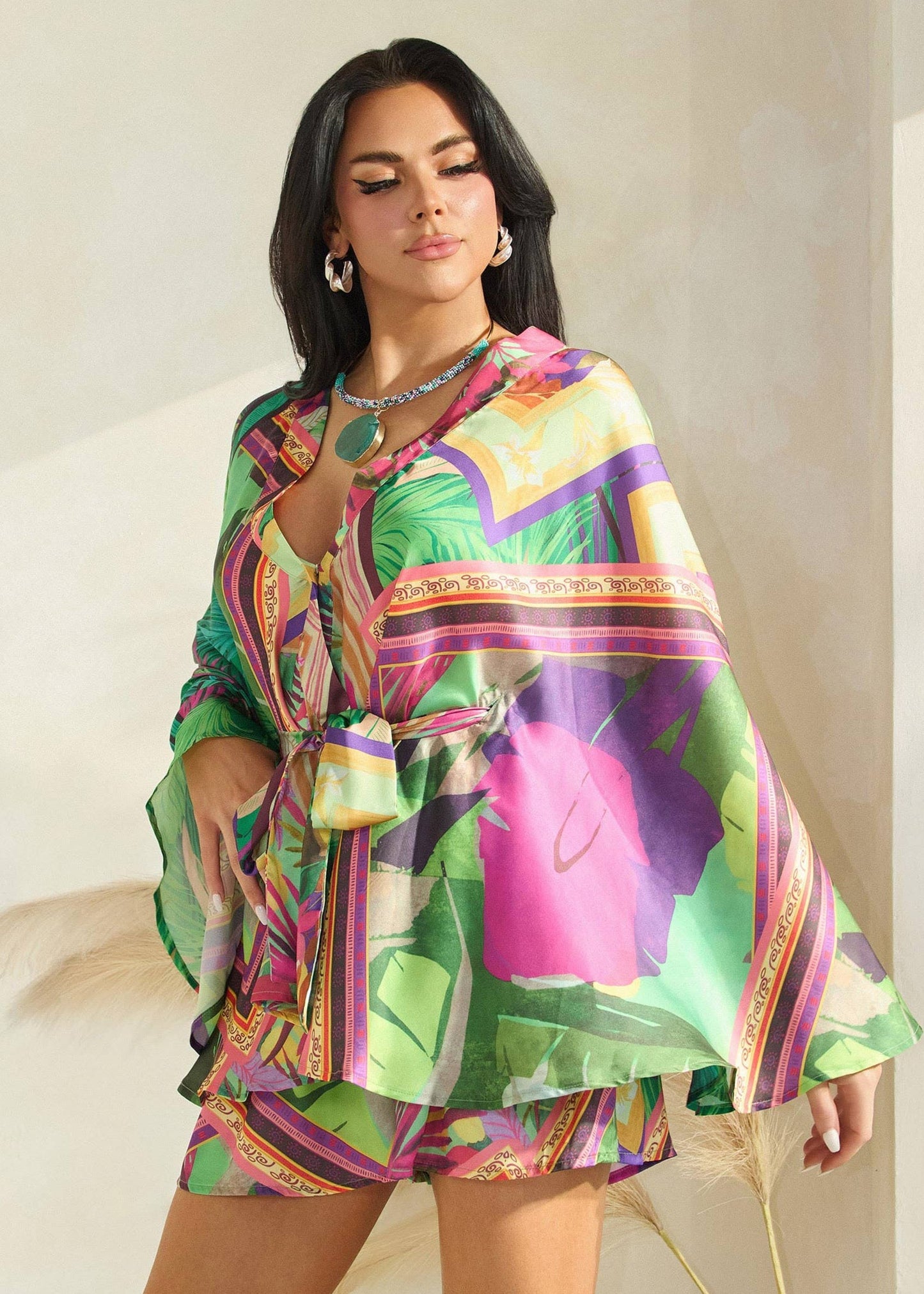 Tropics Kimono Top Short Set