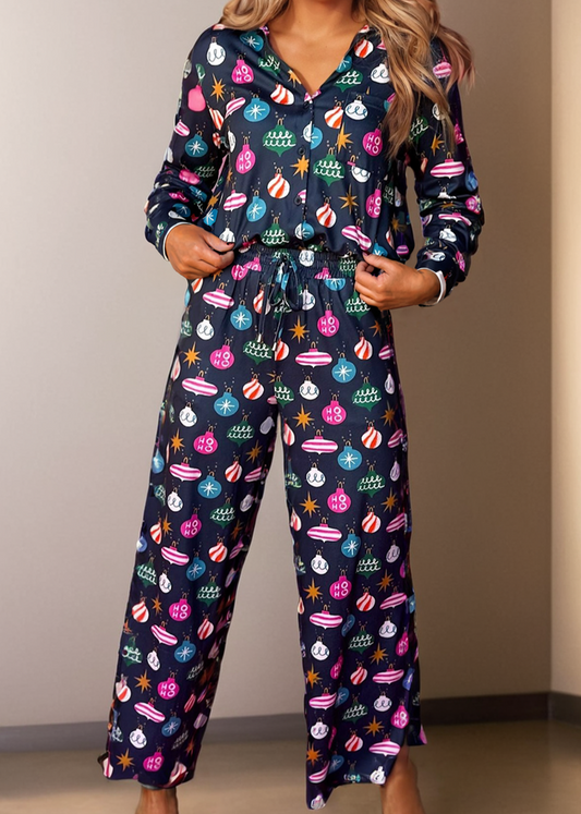 Navy Ornament Pajama Set