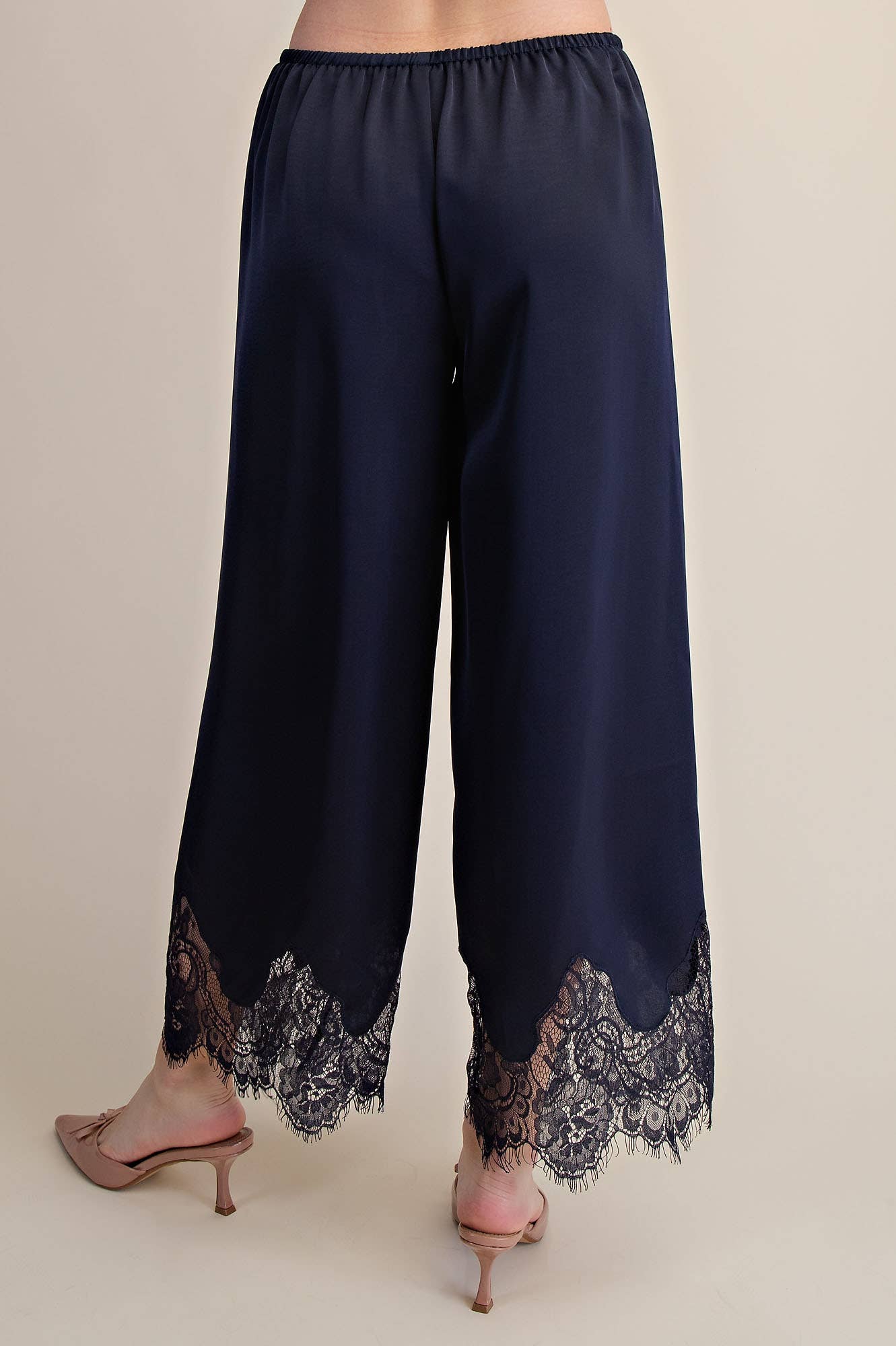 Georgia Satin & Lace Cropped Pants