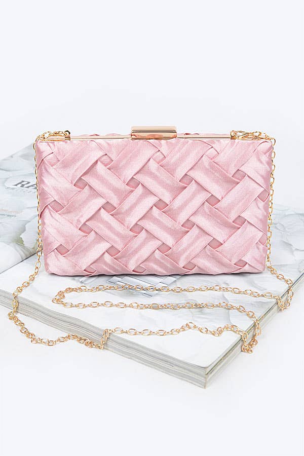 Basket Weave Satin Clutch