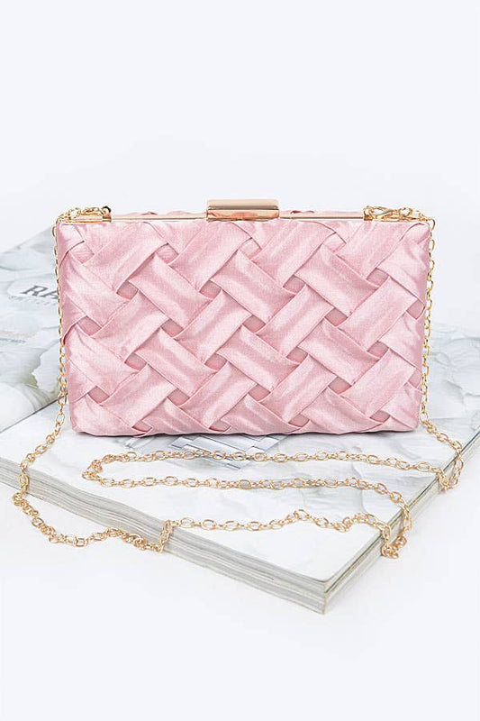 Basket Weave Satin Clutch