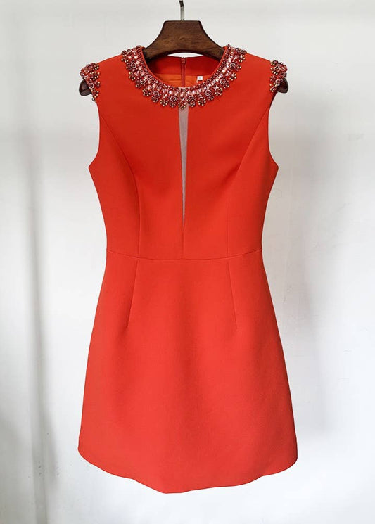 Poppy Beaded A-line Short Dress