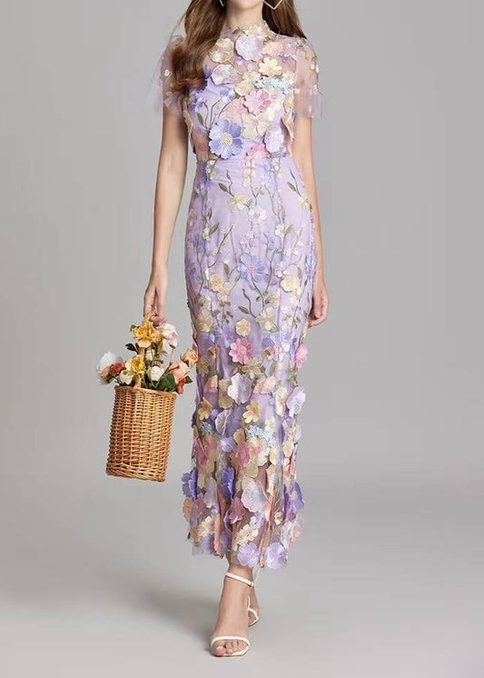 Eve Floral Mesh Mid-Maxi Dress