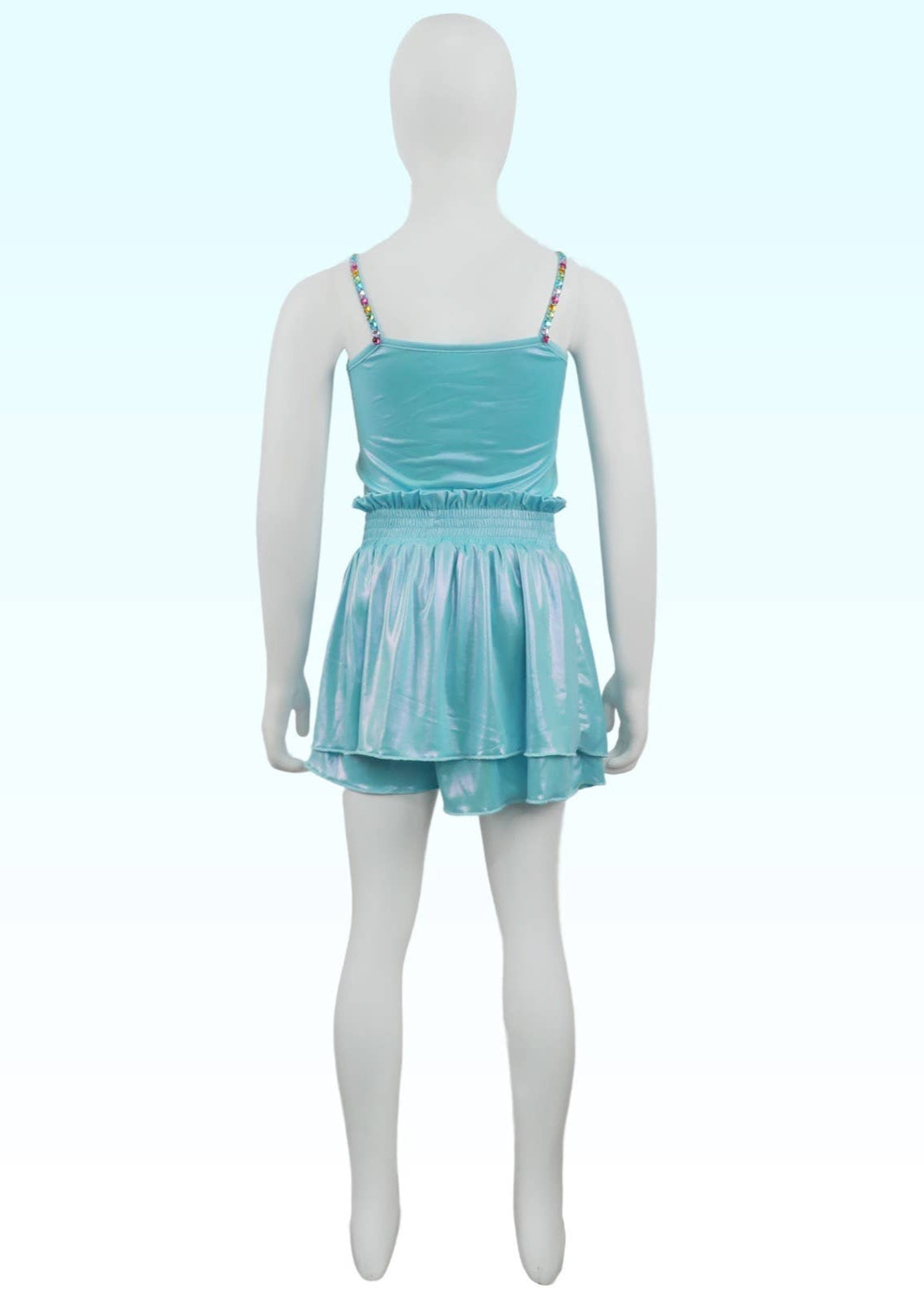 Little's Aqua Metallic Skirt Set