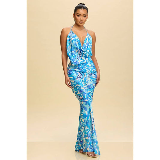 Oceania Cowl Satin Maxi