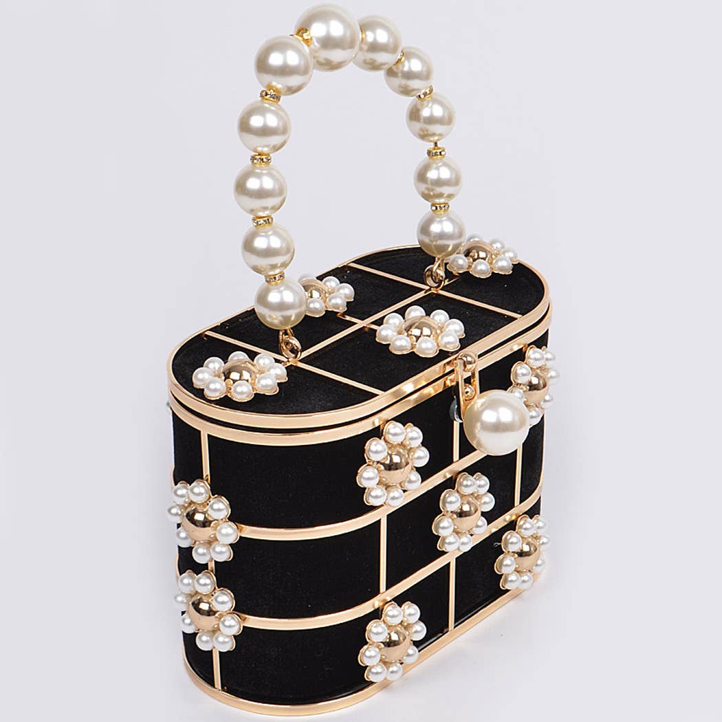 Velvet & Pearl Bucket Clutch
