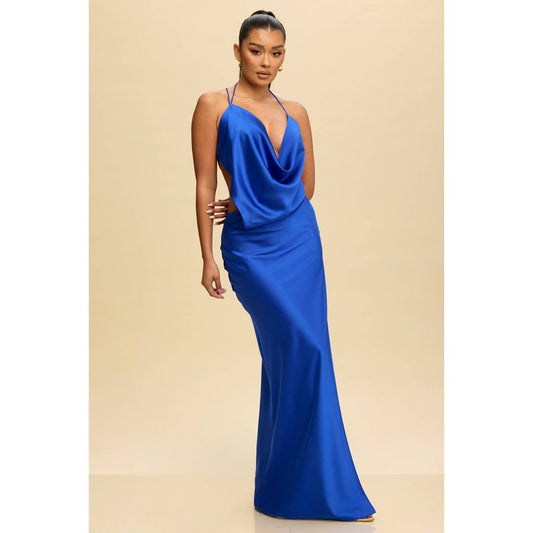 Royal Satin Cowl Maxi