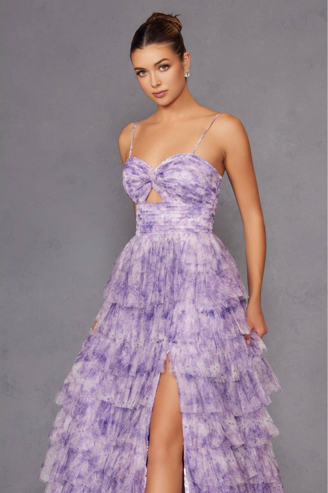 Cut Out Ruffle Tiered Gown JT2508