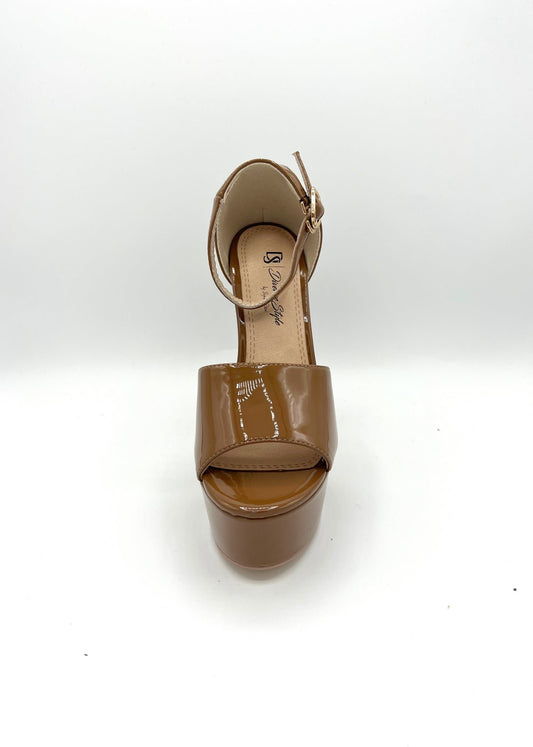 Platform Chunky Patent Heel - Cinnamon