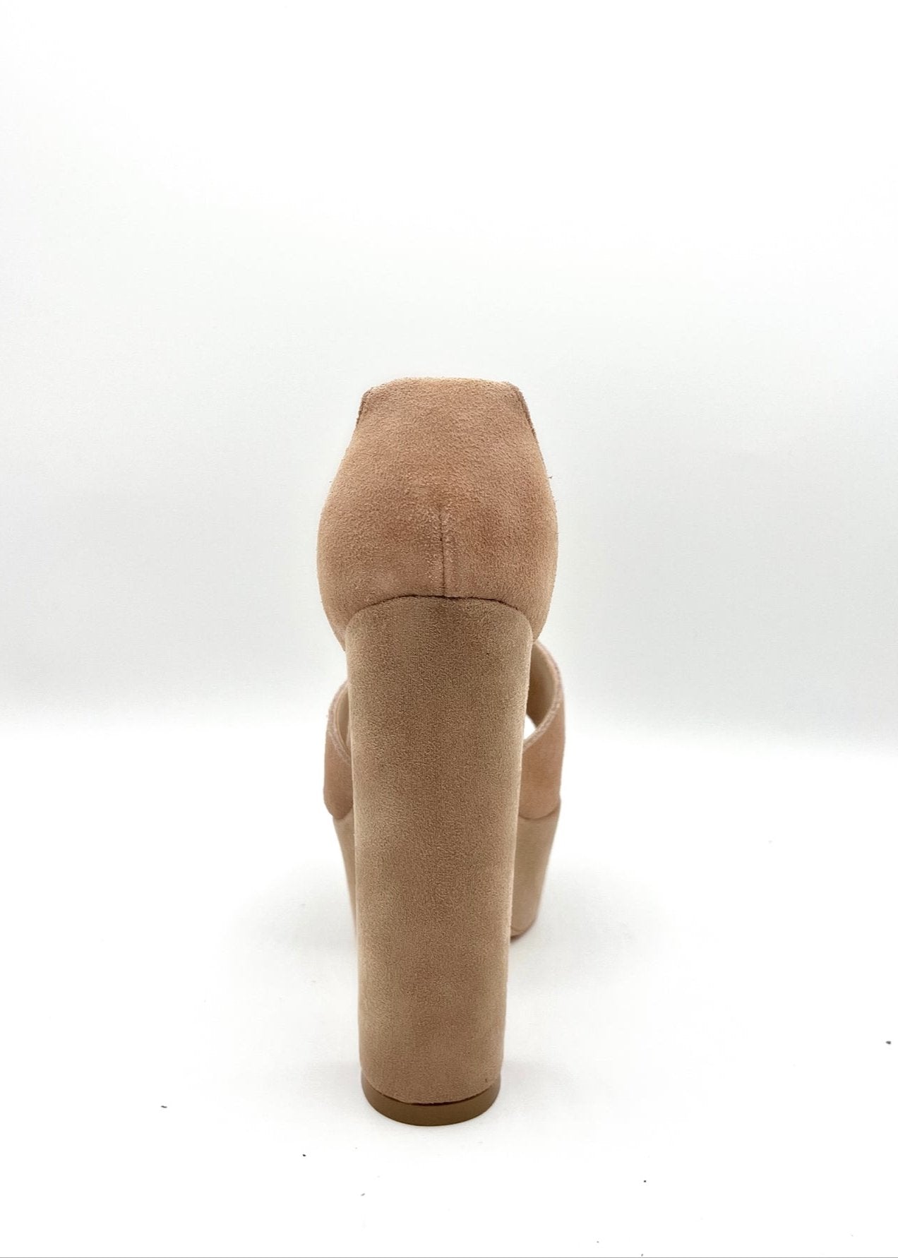 Suede Platform Chunky Heel - Cashew