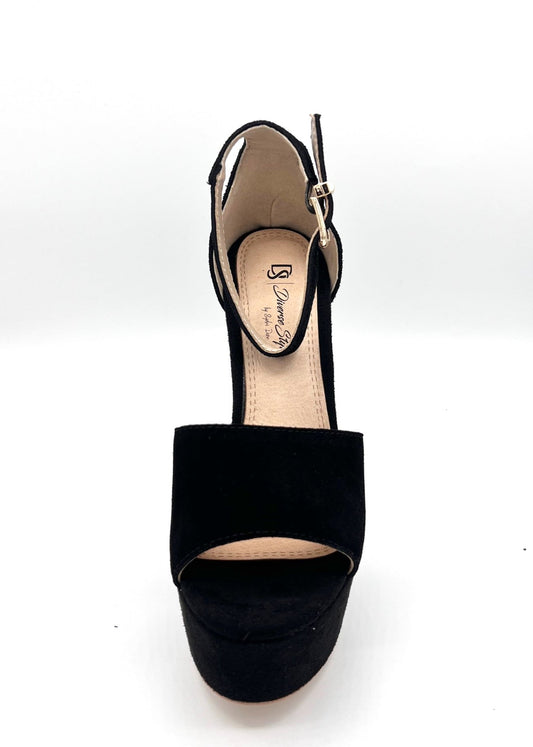 Suede Platform Chunky Heel - Onyx