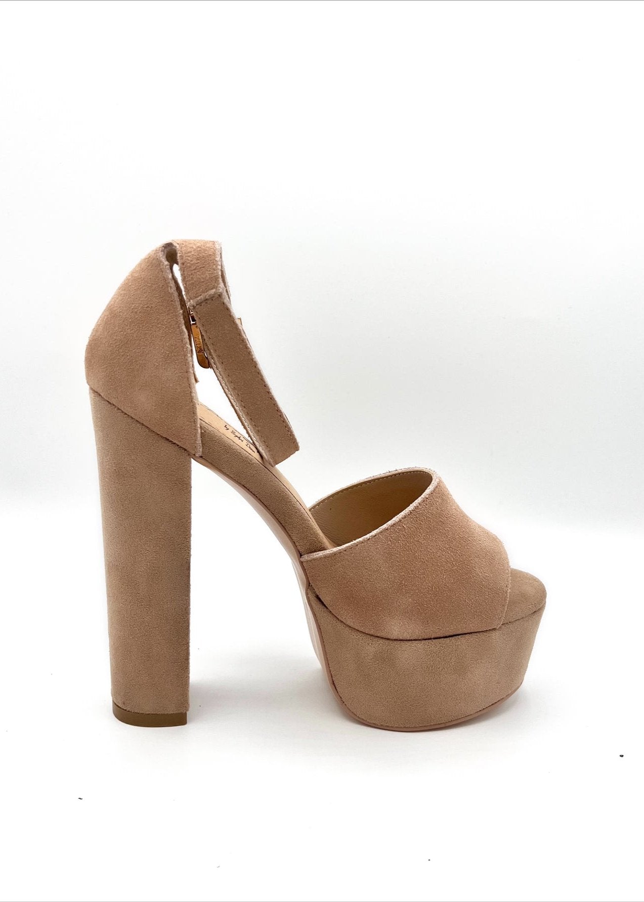 Suede Platform Chunky Heel - Cashew