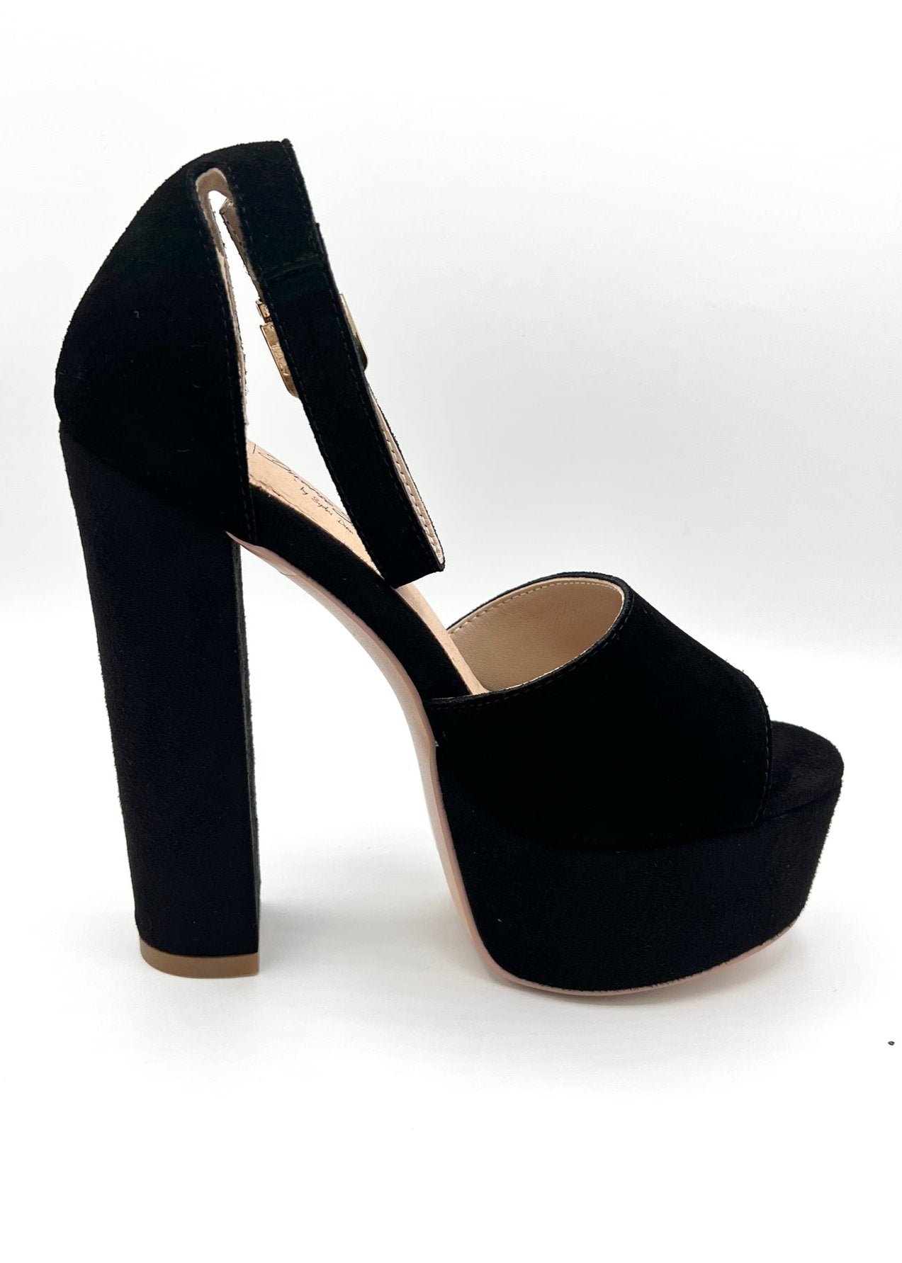 Suede Platform Chunky Heel - Onyx