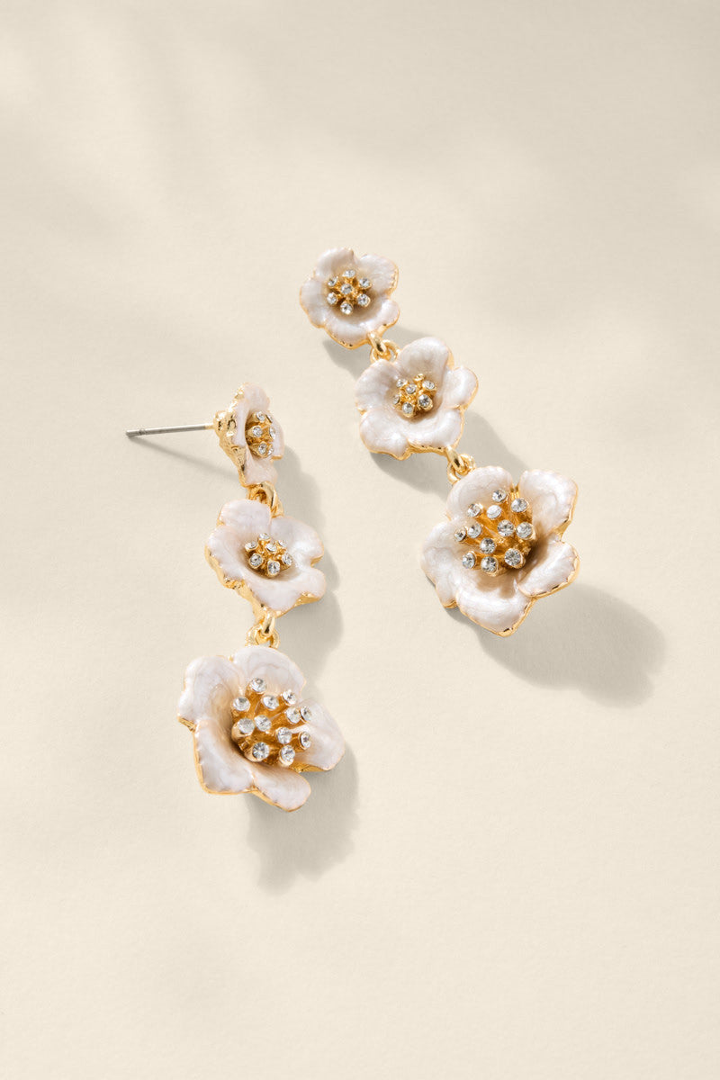 Graduated Enamel Flower Drop Earrings