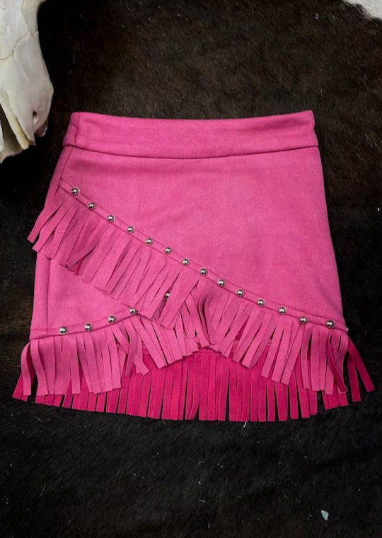 Little's Pink Suede Fringe Skirt – Shop Lisa Dean