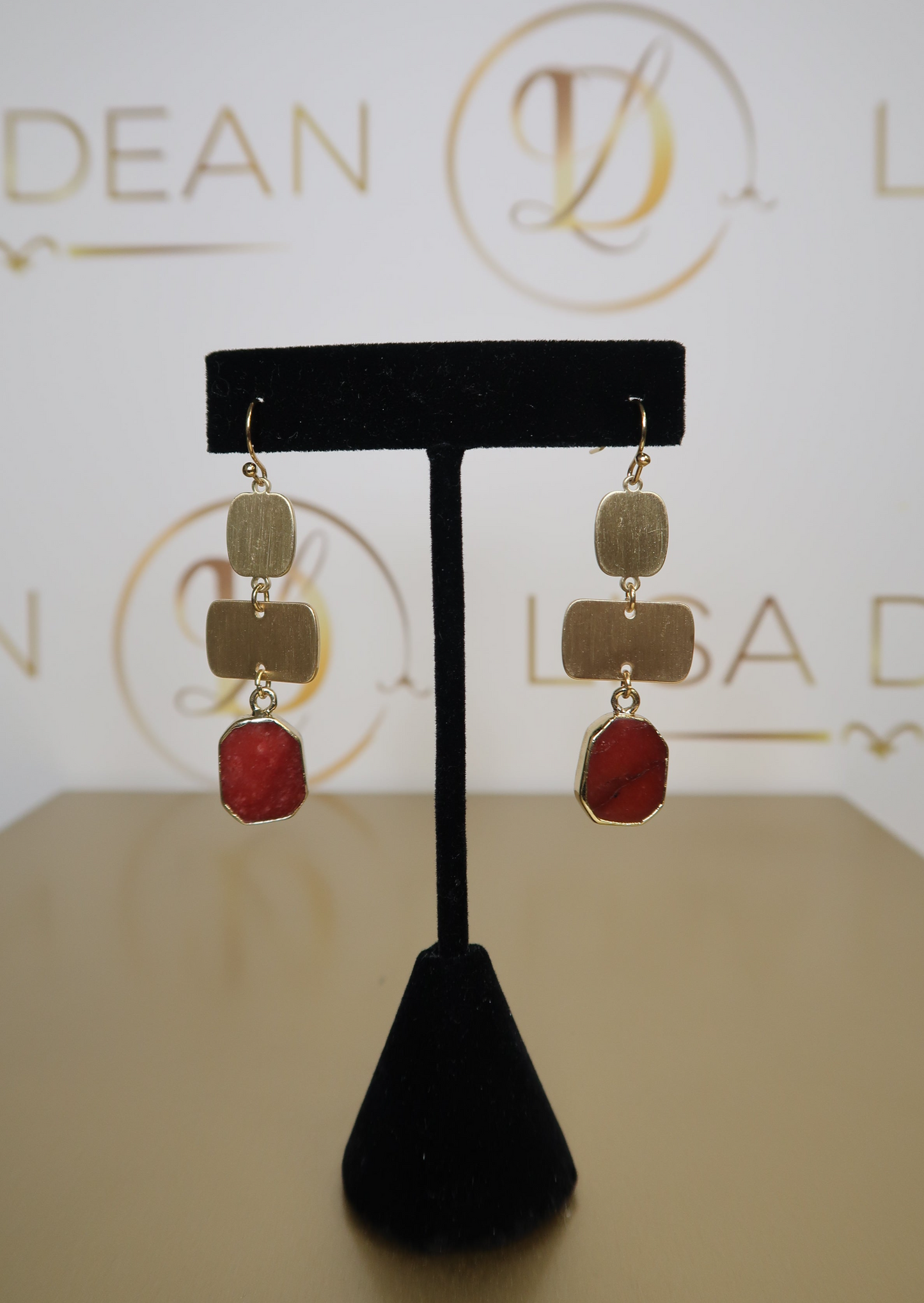 Maroon Stone Drop Earrings