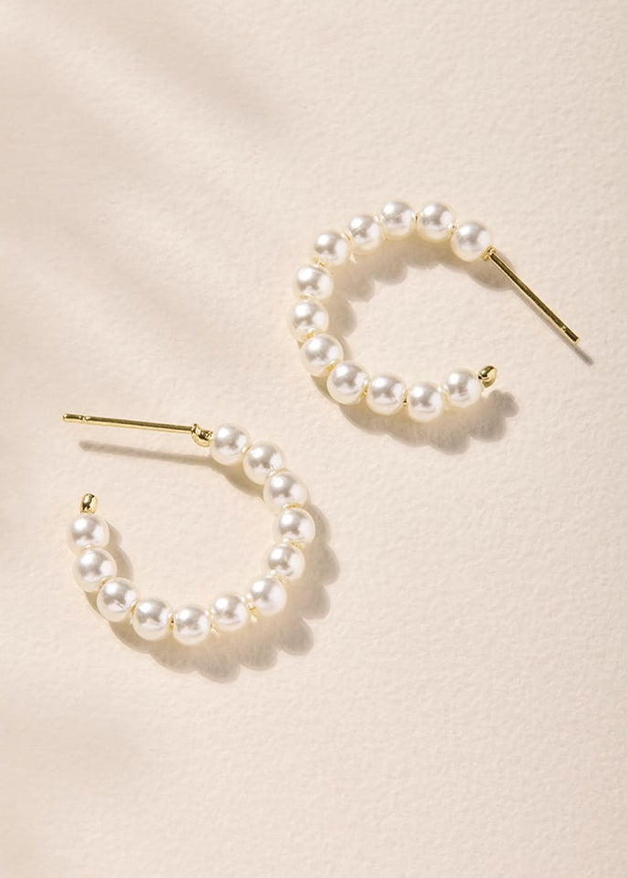 Petite Pearl Huggie Earrings