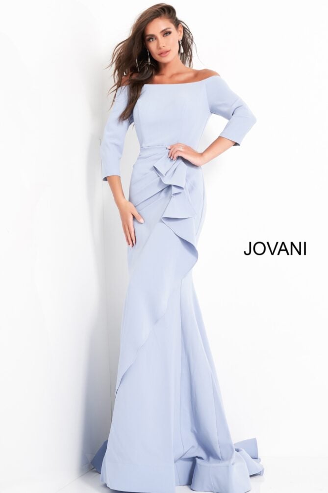 Jovani Off the Shoulder Ruched Gown 00446