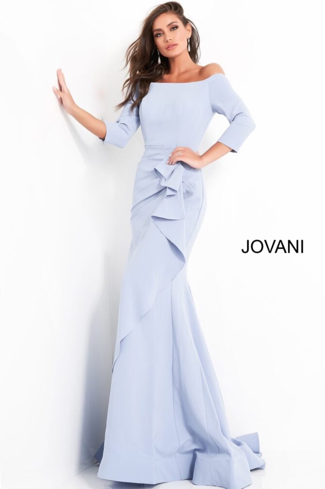 Jovani Off the Shoulder Ruched Gown 00446