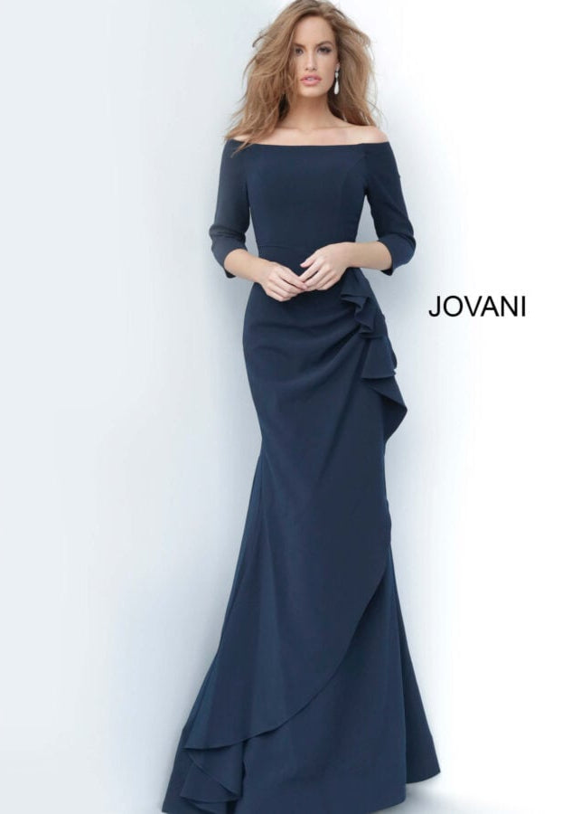 Jovani Off the Shoulder Ruched Gown 00446
