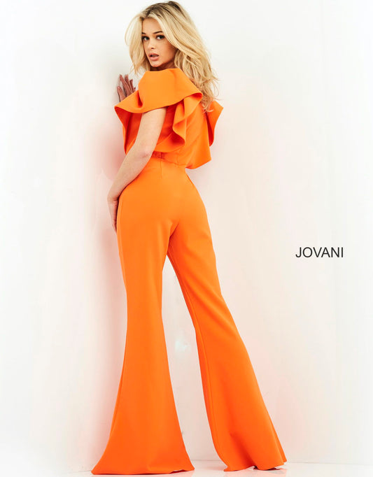Jovani 00762 Flutter Sleeve Jumpsuit