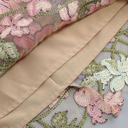 22Y Elegant Sleeveless Floral Embroidered Sheer Mini Dress: Multi-Colored / English / XS