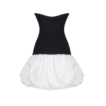 DR721 Contrast Butterfly Embroidery High Waist Mini Dress