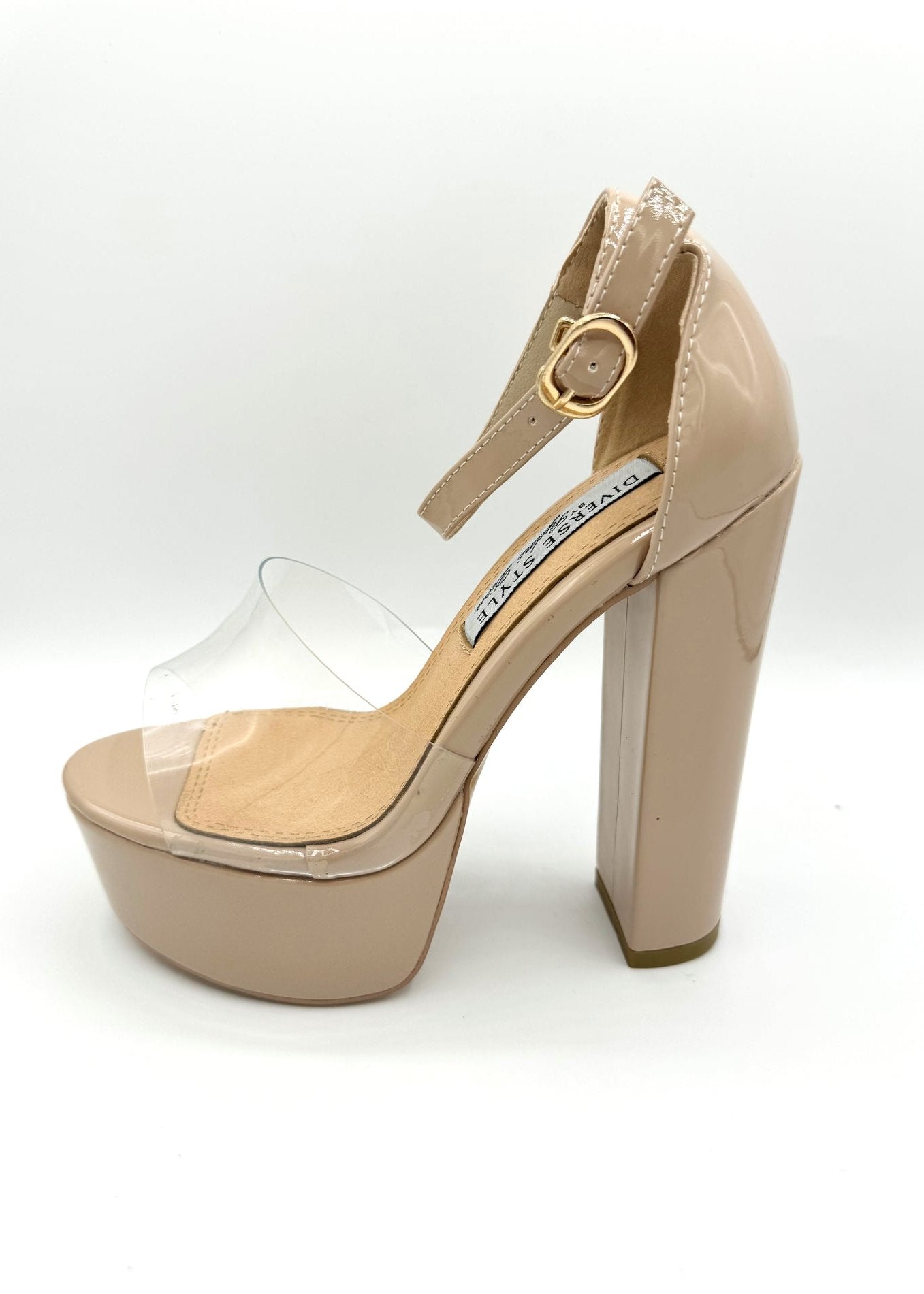 Diverse Style Platform Chunky Heel PL Lucite - Cashew