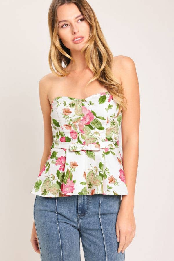 A printed woven tube top - IT14115B