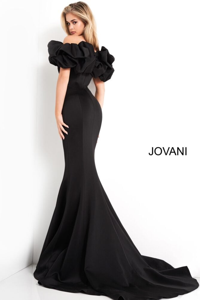 Jovani Scuba Ruffle Off the Shoulder Gown 04368