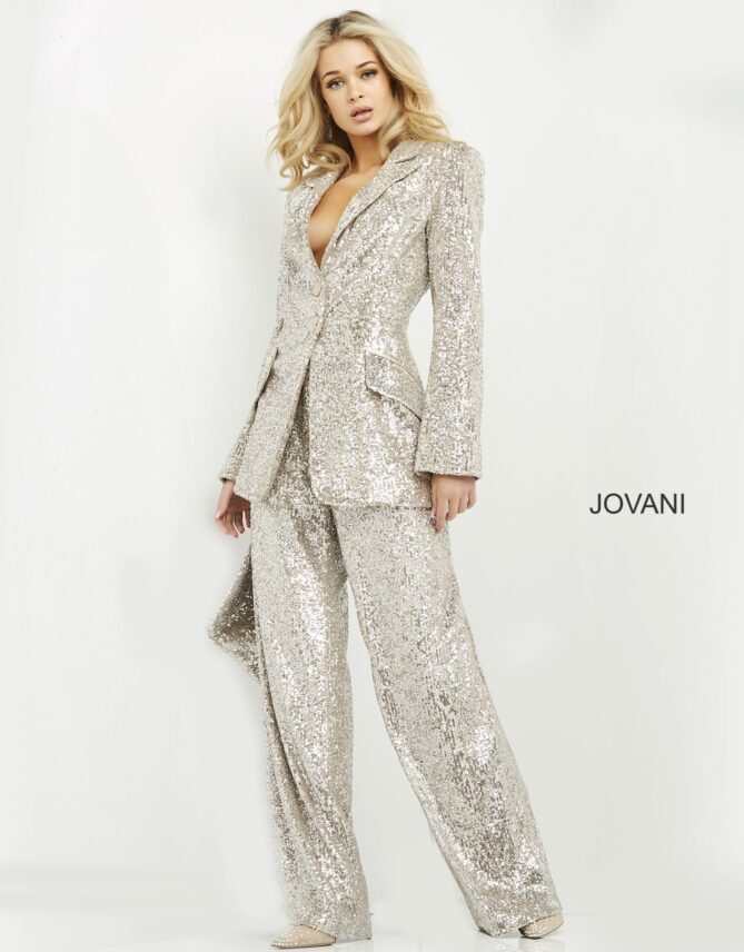 Jovani Silver Sequin Contemporary Jacket 04904