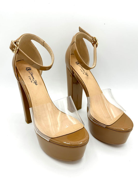 Platform Chunky Heel PL Lucite - Oatmeal