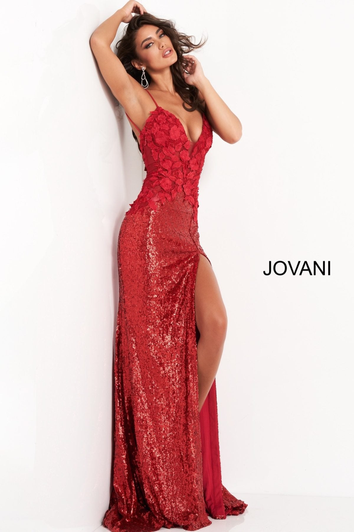 Jovani Sequin Applique Bodice Gown 06426