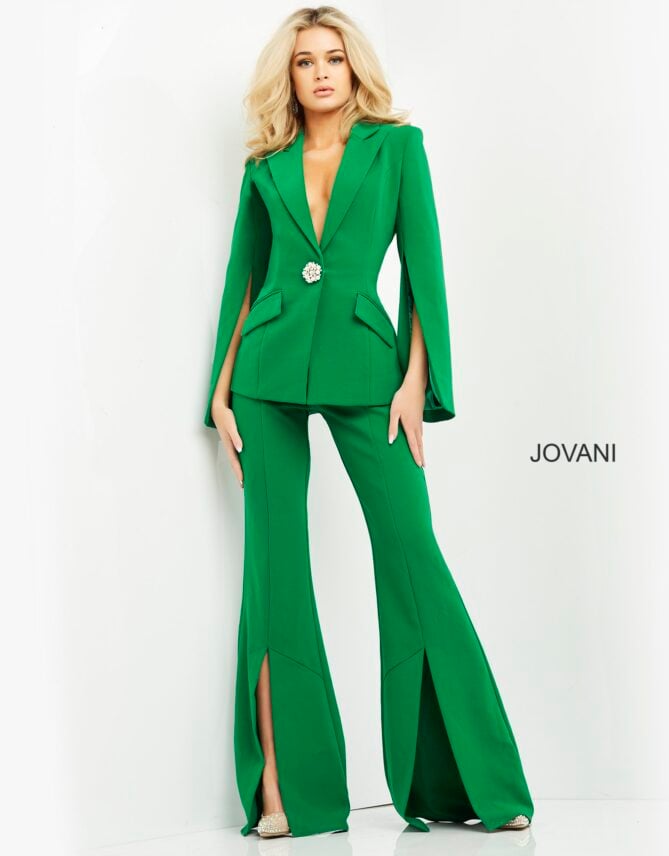 Jovani Single Breasted Split Hem Pantsuit 06922