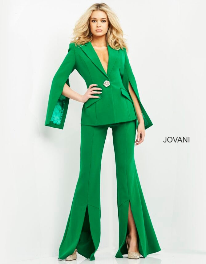 Jovani Single Breasted Split Hem Pantsuit 06922