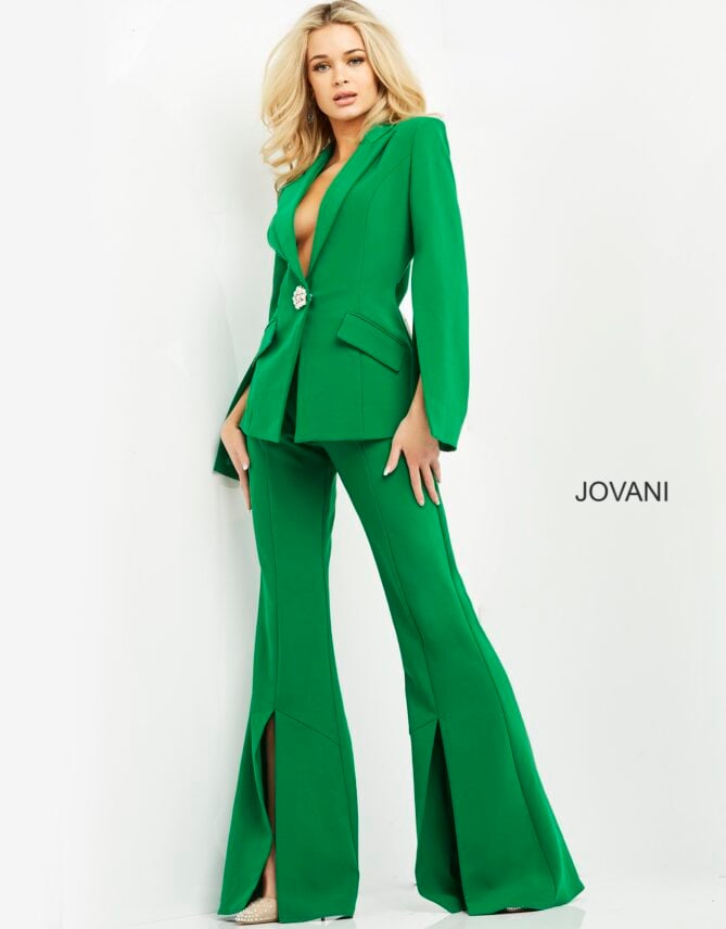 Jovani Single Breasted Split Hem Pantsuit 06922