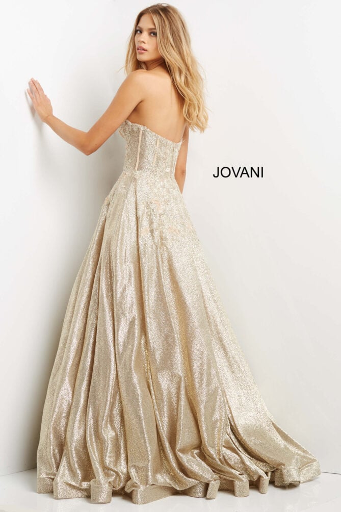 Jovani Gold Lace Corset Ballgown 07497