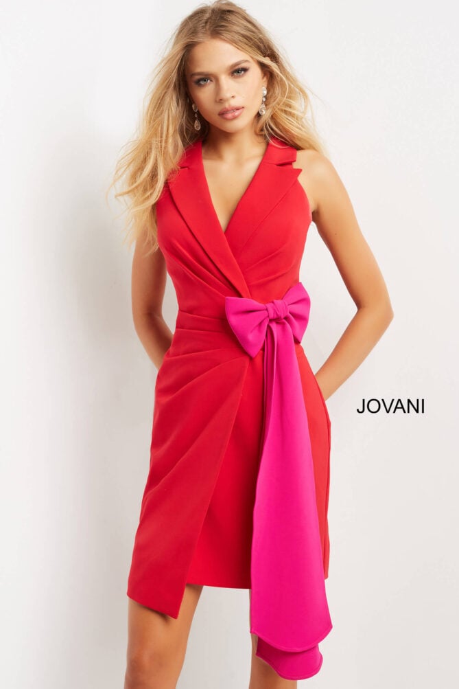 Jovani Sleeveless Lapel Short Dress 07961