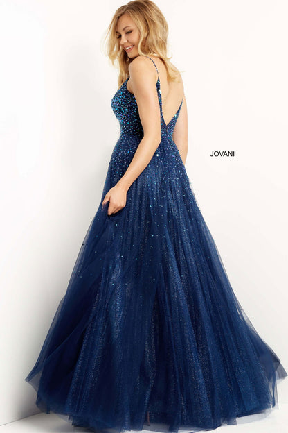 Jovani Spaghetti Strap Embellished Ballgown 08408