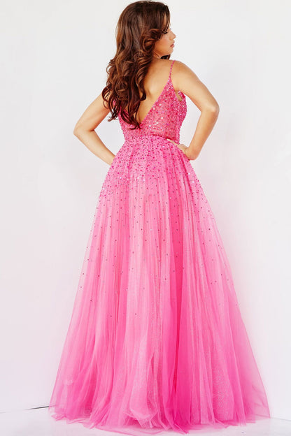 Jovani Spaghetti Strap Embellished Ballgown 08408