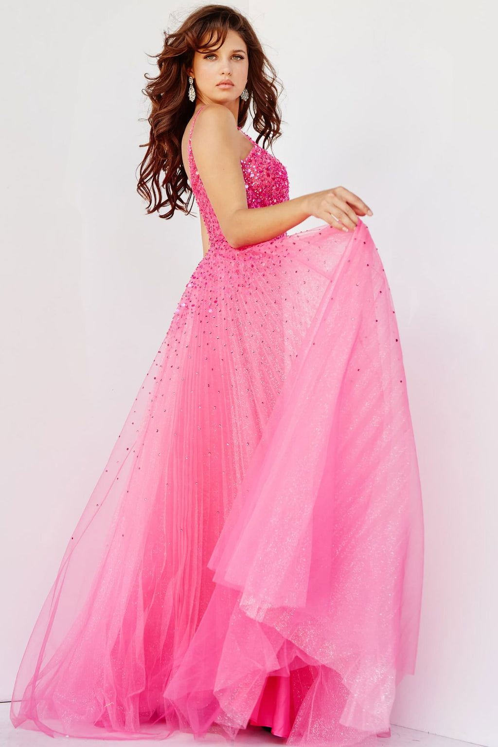 Jovani Spaghetti Strap Embellished Ballgown 08408